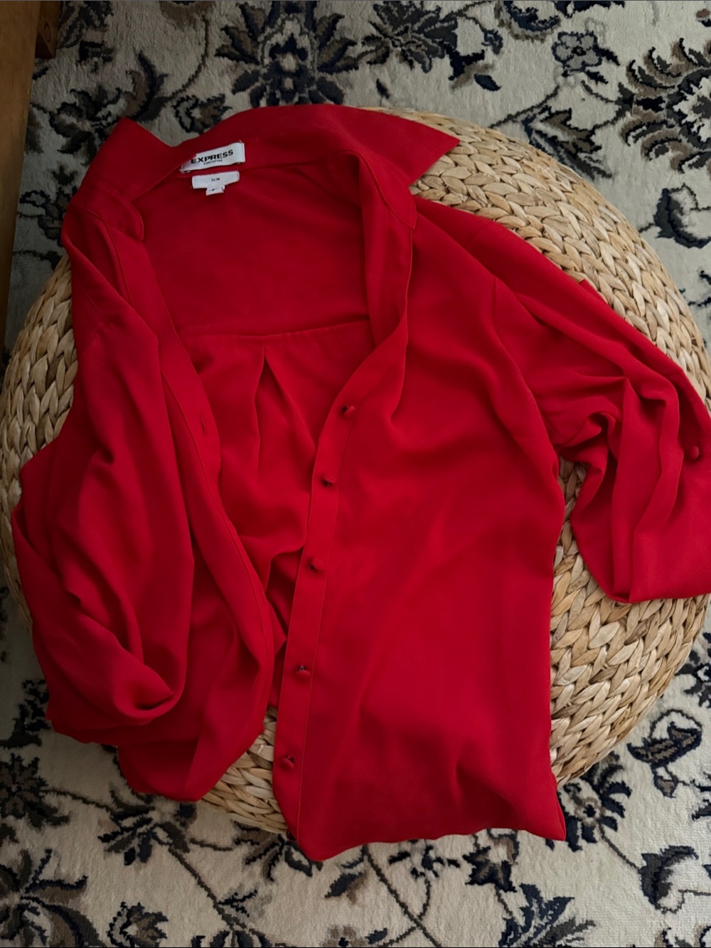 Express Red Button-Front Blouse